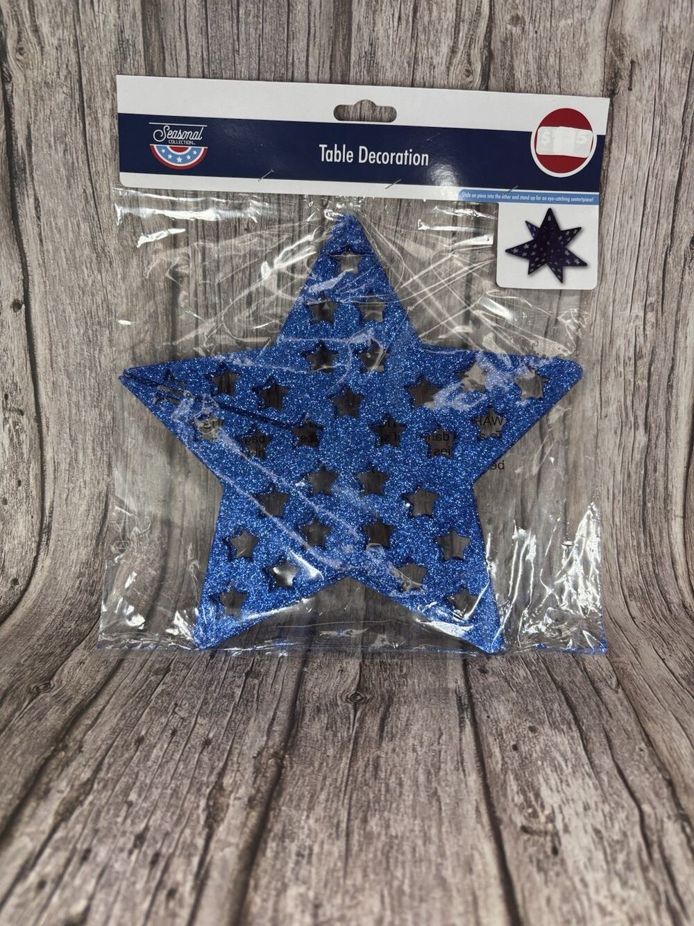 3-D Blue Glitter Star Table Decoration 4TH OF JULY-SHIPS FREE!